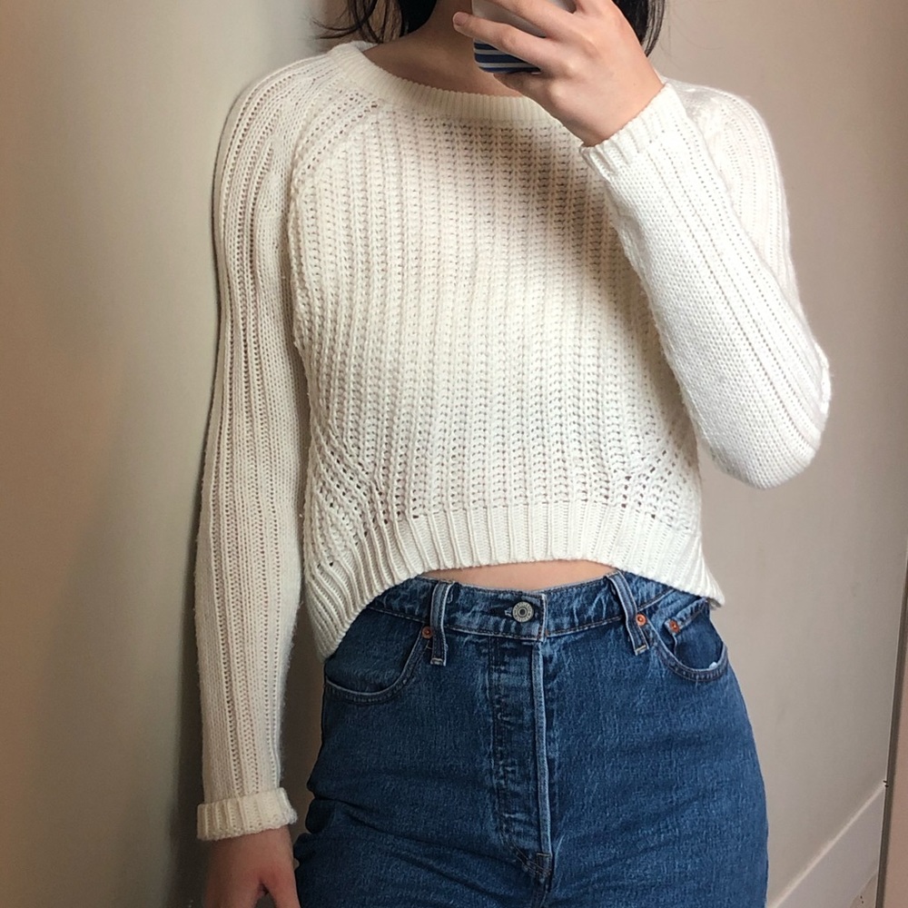 White Cropped Sweater